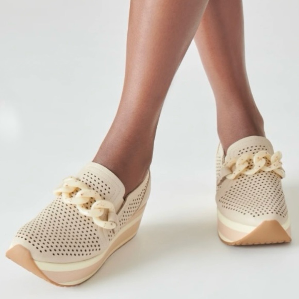 Dolce Vita Jhenee Perforated Leather Sneakers Color Sand Nubuck Size 8